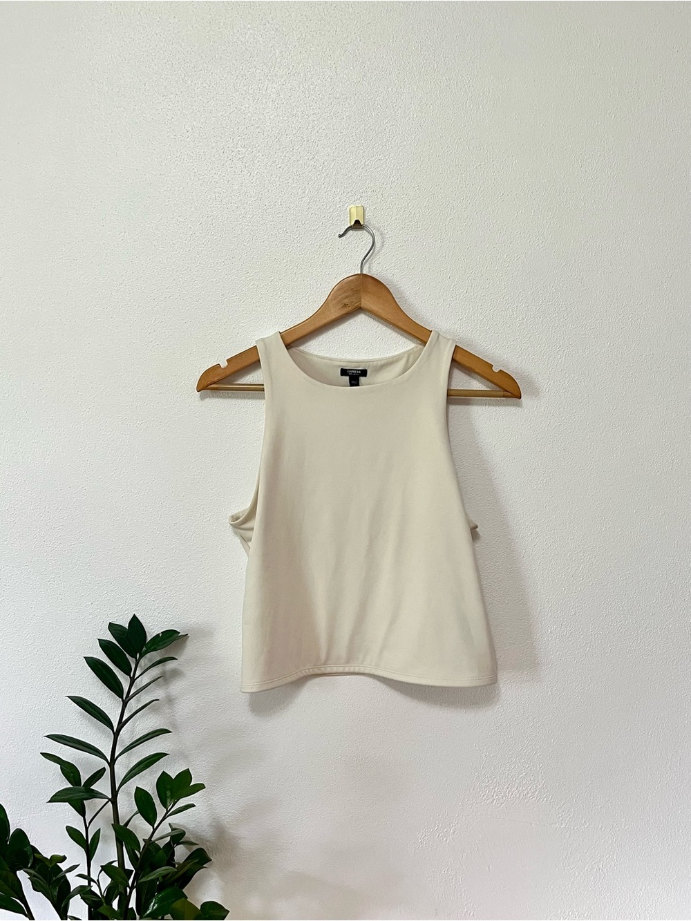 express body contour high neck tank top ivory cream compression bodycon large